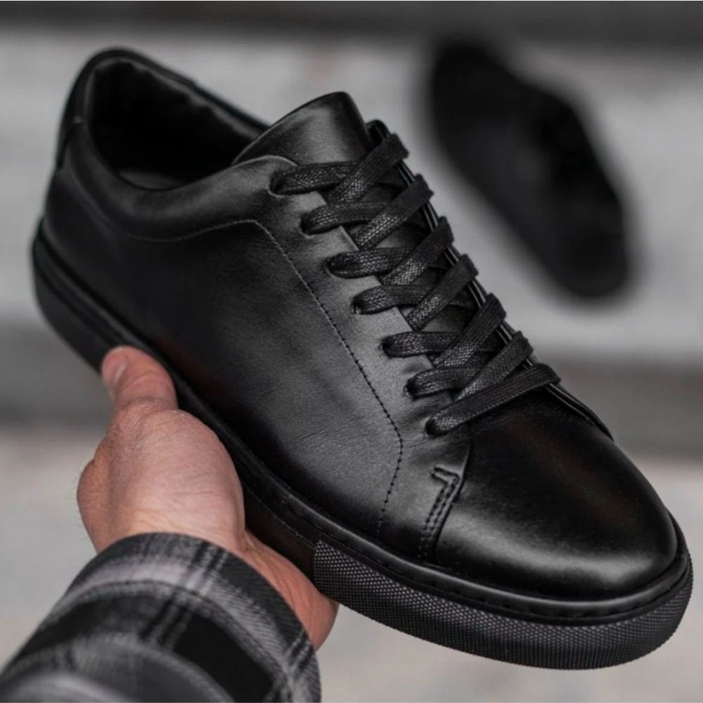 Brand New Thursday Boot Company Black Leather Sneakers Encore - Picture 3 of 10